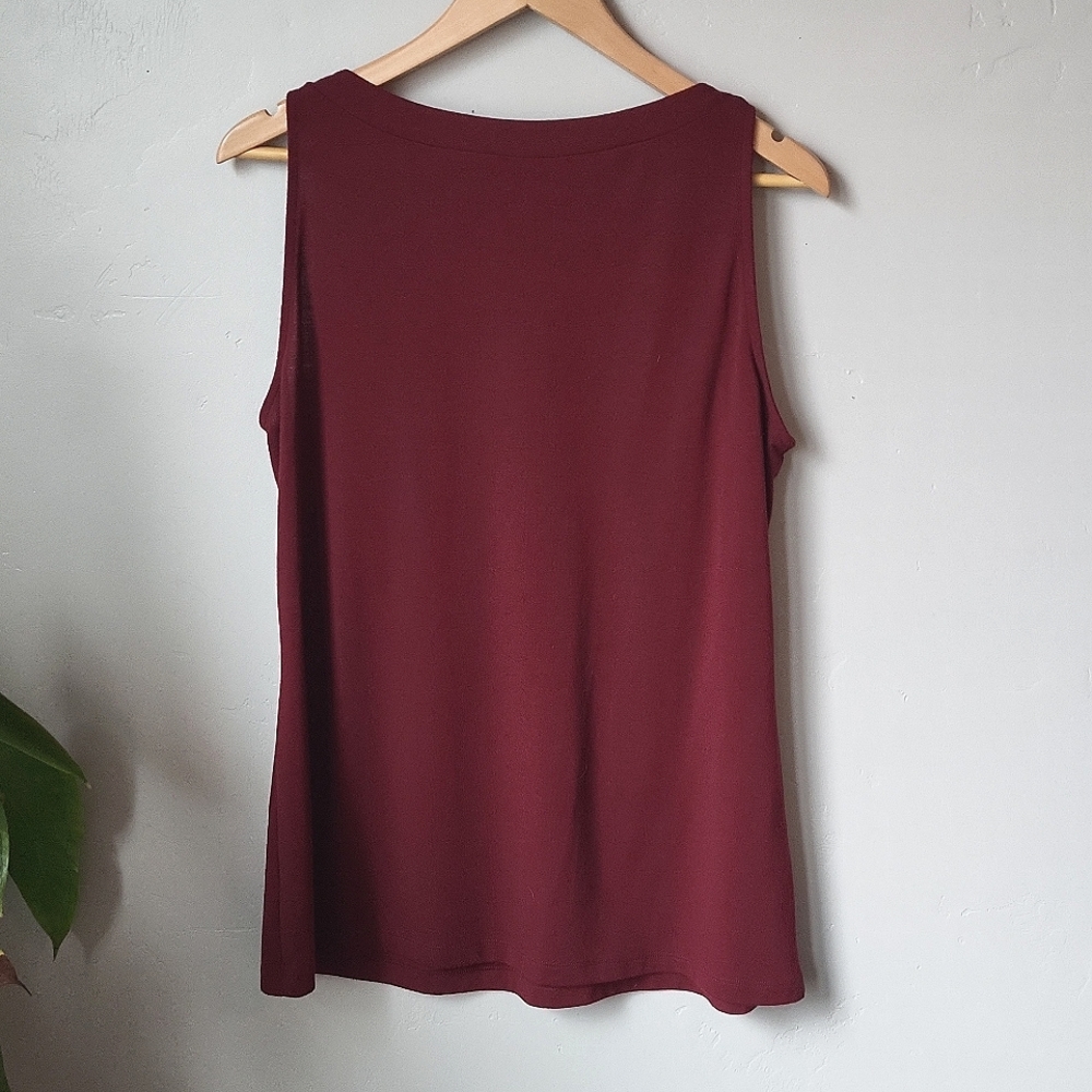New York & Co Burgundy Beaded Tank Top Size L - Picture 3 of 3